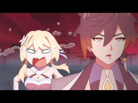 Lumine Brings Zhongli for Help | Zhongli Vs Raiden - (Animation)