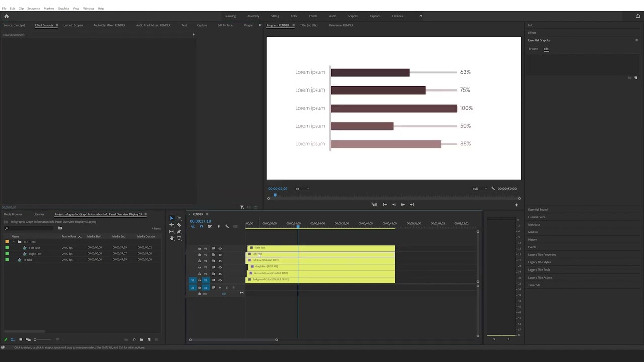 How to edit the Infographic Graph Information Info Panel Overview Display 03 in Premiere Pro