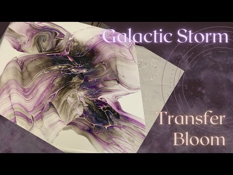 #223 Galactic Storm Transfer Bloom | Acrylic Pour Painting | Abstract | Fluid Painting