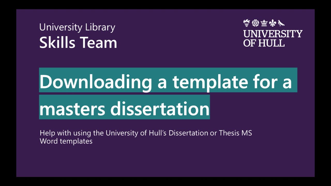 Downloading a template for a masters dissertation
