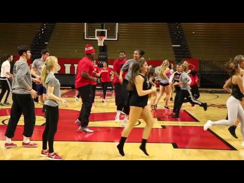 Rutgers football players rehearse with dance team