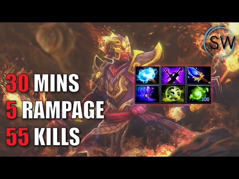 WHEN 9K SMURF IN 2K GAME !! 1V5 - 55 KILLS+ 5 RAMPAGE EMBER SPIRIT- Coach SW (Sin Wei)