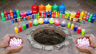 EXPERIMENT: Giant Balloons Eruption from Big Mirinda, Pepsi, Fanta, Cola vs Mentos Underground!