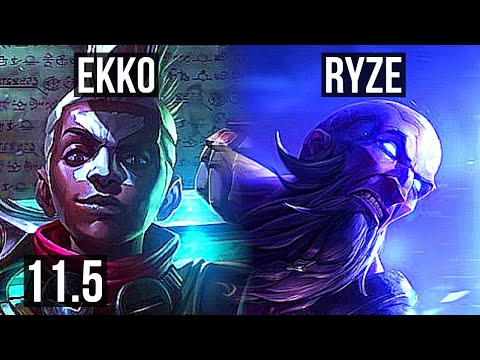 EKKO vs RYZE (MID) | 7/0/9, 1600+ games, Godlike, 900K mastery | KR Grandmaster | v11.5