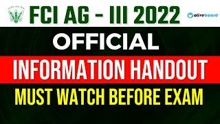 FCI AG 3 2022 | official Information Handout | Must Watch Before Exam | By Harshita Ma'am
