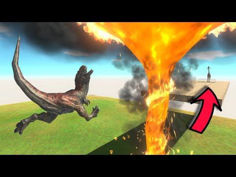 Jump Over Fire Tornado | Who Can Survive? - Animal Revolt Battle Simulator