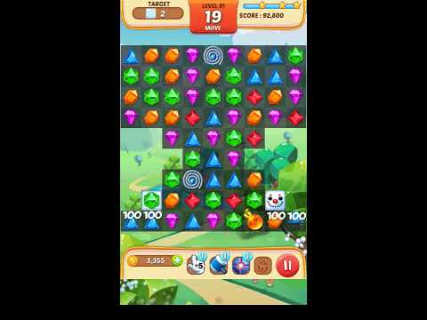 Jewel Match King Level 91 - Walkthrough ( No Booster )