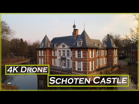 4K drone footage of Schoten Castle, Belgium