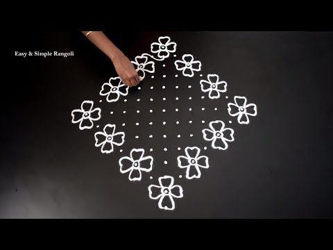 Easy Kolam Design with 15X1 Dots | Easy Rangoli Designs | Easy Muggulu Designs | Rangoli Designs Video
