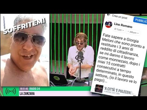 Paquale Lino Romano restituisce il reddito di cittadinanza - La Zanzara 26.6.2023