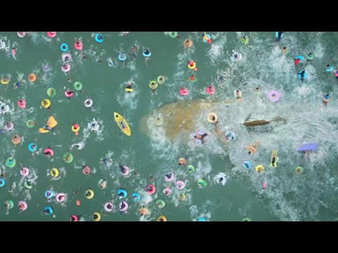 Megalodon Shark Beach Attack Scene from Movie The Meg