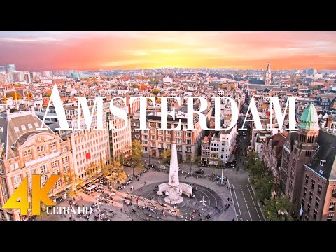 Amsterdam 4K drone view • Fascinating aerial views of Amsterdam | Relaxation film with calming music