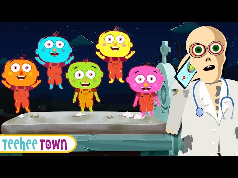 Five Funny Zombies Jumping On The Bed | Spooky Scary Song For Kids By Teehee Town