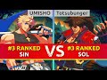 GGST ▰ UMISHO (#3 Ranked Sin) vs Totsubunger (#3 Ranked Sol). High Level Gameplay