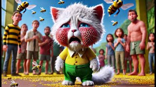 How Kitty becomes Bee Monster But How?🐱➡️🐝🔥😿 #cats #cutecat #catlover #pawkitty