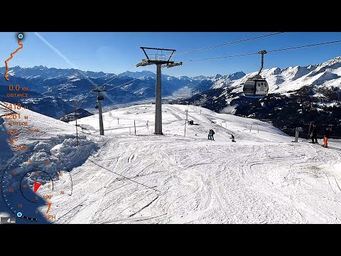 [4K] Skiing Crans-Montana, Day 2! Crans-Merbé-Cry d'Er Round Trip, Valais Switzerland, GoPro HERO10