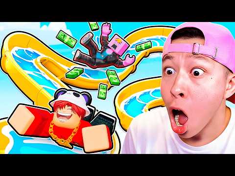 We Raced To Build The BIGGEST Waterslide In Roblox