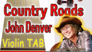 Take me home - Country Roads - John Denver - Violin - Play Along Tab Tutorial