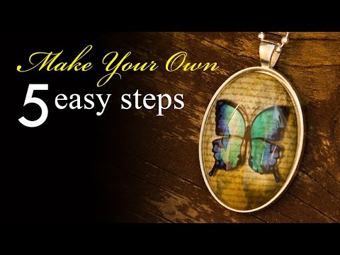 How to Make a Vintage Butterfly Pendant Necklace - silver oval bezel necklace - Kraft Fun tutorial