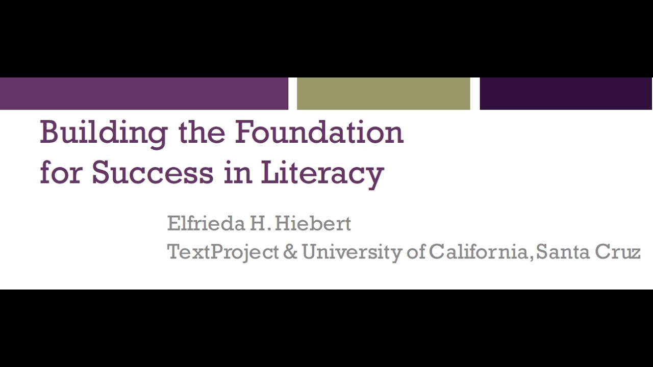 Building the Foundation for Success in Literacy L