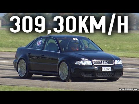 1100HP Audi S4 B5 V6 Bi-Turbo Hits 309km/h in a 1km Sprint!