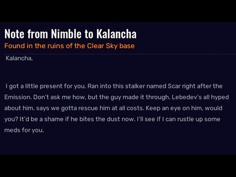 Note From Nimble To Kalancha (Stalker 2)