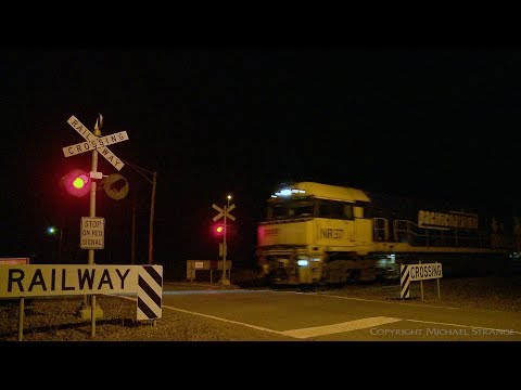 3MP5 Freight Train At Railway Crossing -  PoathTV Australian Railways