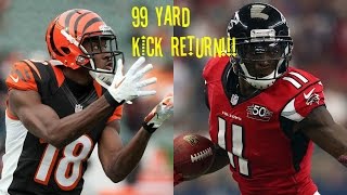 WHO CAN GET A 99YD KICK RETURN FIRST?!? AJ GREEN VS JULIO JONES!!!