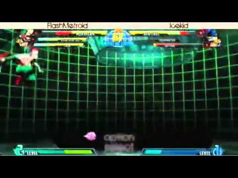 2-28-11 FlashMetroid (Viewtiful Joe/Tron/Morrigan) vs Icekid (Taskmaster/Arthur/Sentinel) - MvC3