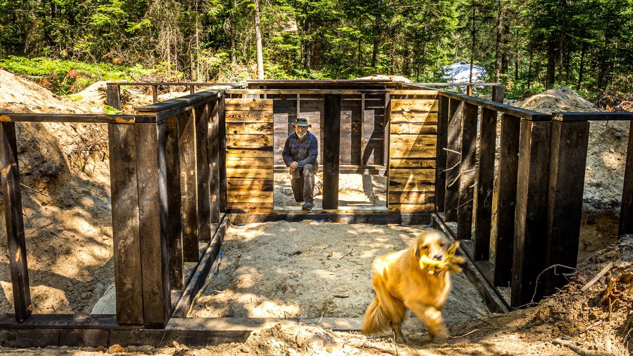 Building a DIY Basement for my OFF GRID LOG CABIN in the WILDERNESS An Aggressive Bear