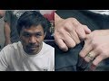 PACQUIAO MAD AF AT THURMAN FOR SAYING HE WILL CRUCIFY HIM, CLINCHES FIST