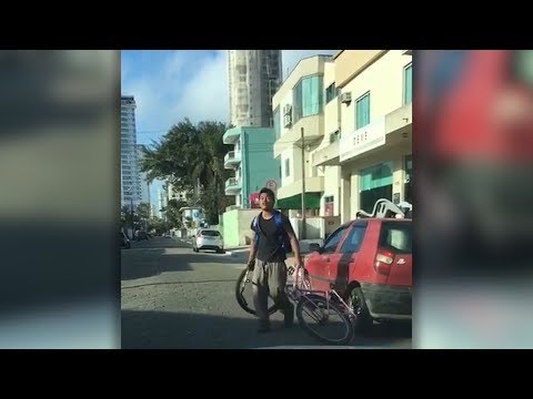 The man wants to ride his bike home drunk - but what happens next should be a warning