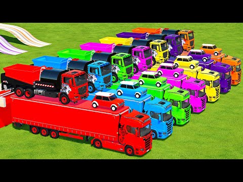 TRANSPORTING ASPHALT TRUCK & MINI COOPER CARS WITH SCANIA TRUCKS - Farming Simulator 22