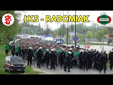 ŁKS ŁÓDŹ - RADOMIAK: Incydent przed meczem, przemarsz kibiców Radomiaka i akcja Policji oraz SOK