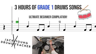๐ฅ 3 Hours of Grade 1 Drums Songs โ Ultimate Beginner Compilation! ๐ฅ 3 Hours of Grade 1 Drums Songs โ Ultimate Beginner Compilation!