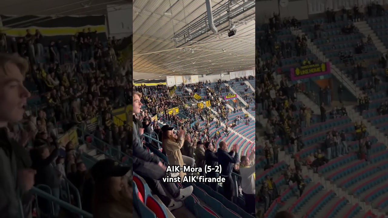 AIK-Mora (5-2) Firande vid slutet av matchen 🖤💛 #aik #AIKHammarby #aik #bajen #derby #hockey