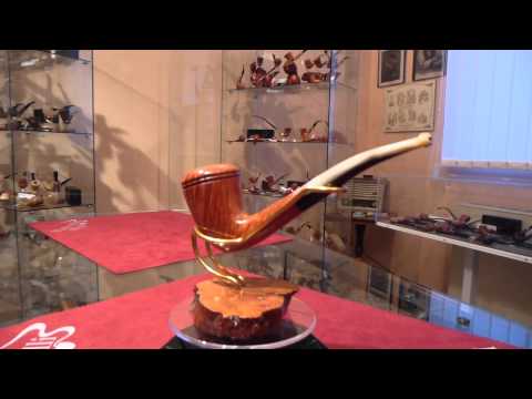 Pipa in radica e corno cornetta freehand - www.paronellipipe.it