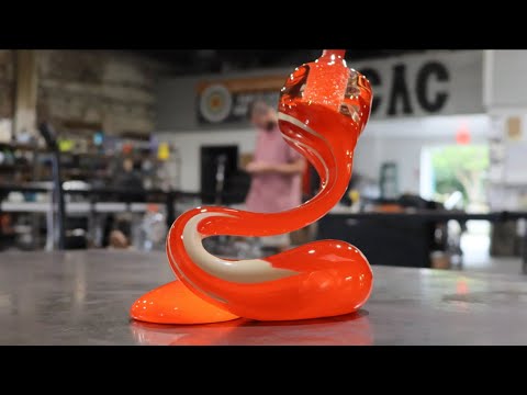 sculpting molten glass into a one of a kind piece - narrated glassblowing demonstration