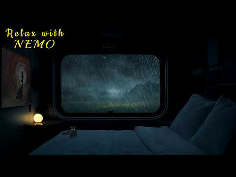 Rainy Night Train Journey 🚂 Dimly Lit Sleeper Train Ambience for Sleep / Relaxing Train & Rain Sound