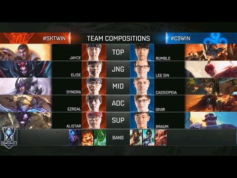 SKT vs C9 Game 1 Day 2  Worlds Group Stage 2016|Cloud 9 vs SK Telecom T1