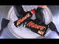 Ice Cream Rolls Rolled Fried Ice Cream With MARS Chocolate Bar And Milk Shake Caramel Food ASMR