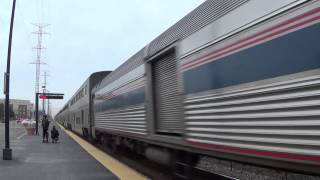 preview picture of video 'Amtrak 8 at Morton Grove, IL running early!'