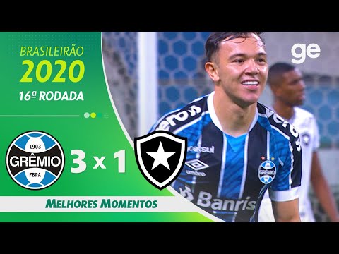 GRÊMIO 3  X 1 BOTAFOGO | MELHORES MOMENTOS | 16ª  RODADA BRASILEIRÃO 2020 | ge.globo
