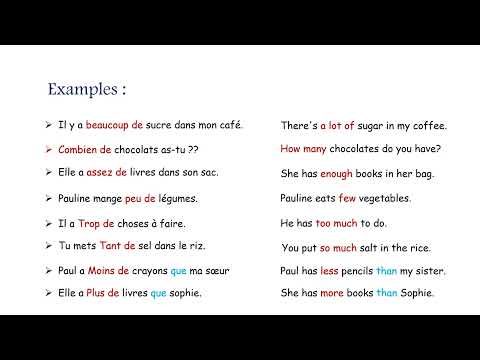 Lesson 57 : The adverb of quantity in french