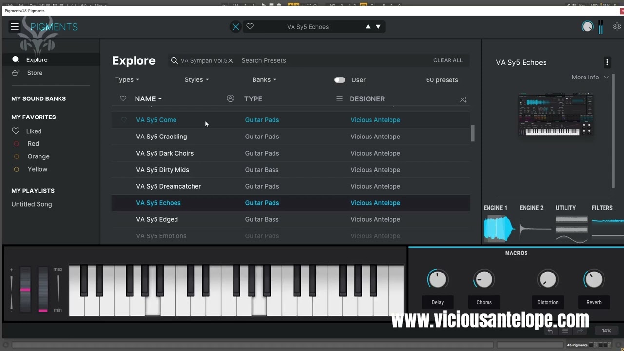 Pigments 3 Presets & Analog Lab V Presets - Sympan Vol.5 - Vicious Antelope presets walkthrough