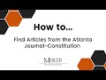 How to Find Articles from the Atlanta Journal Constitution