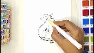 Pears Coloring for Kids & Toddlers🍐| Fruit Coloring Video for Kids | Step by Step Coloring | Kidsart