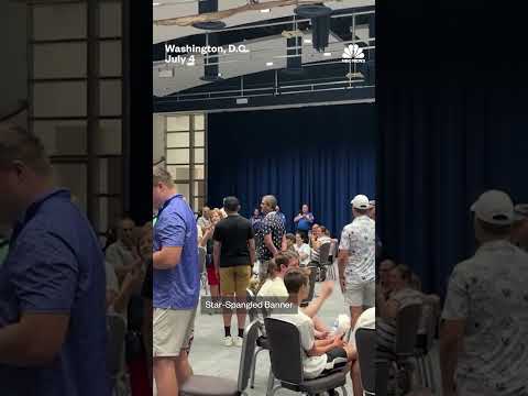 National Mall evacuees sing national anthem