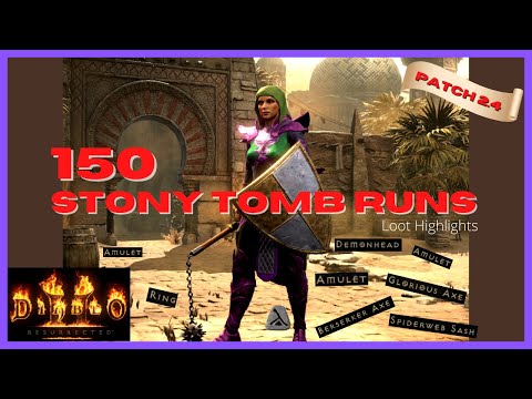 150 Stony Tomb Runs - Patch 2.4 - Surprisingly Good Loot! - Diablo 2 Resurrected