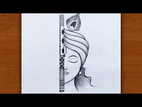 How to draw Krishna Half face, easy drawing for beginners | krishna drawing Easy
